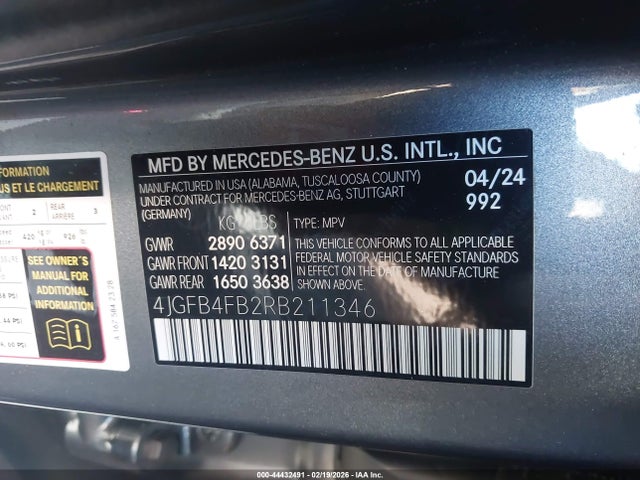 44432491 :رقم المزاد ، 4JGFB4FB2RB211346 vin ، 2024 Mercedes-benz Gle 350 4matic مزاد بيع