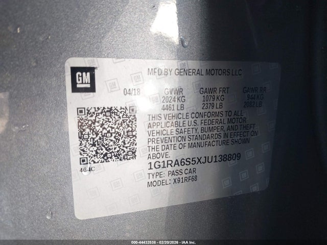 1G1RA6S5XJU138809 Chevrolet VOLT LT