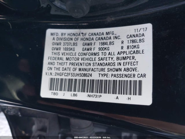 Honda Civic Lx 2018 2HGFC2F53JH508624 Image 9