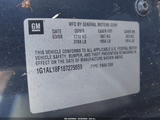 2008 CHEVROLET COBALT 1G1AL18F187279559 Photo 8