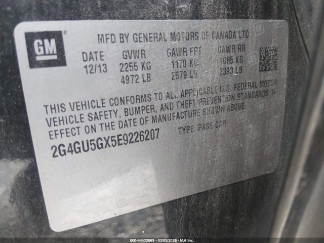 Aukcja sprzedaży 2014 Buick Regal Gs, vin: 2G4GU5GX5E9226207, numer aukcji: 44432669