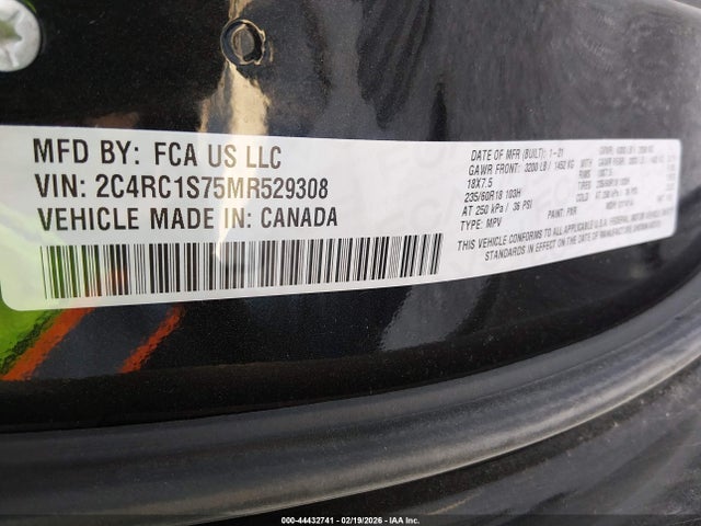 2021 Chrysler Pacifica Hybrid Limited მანქანა იყიდება აუქციონზე, vin: 2C4RC1S75MR529308, აუქციონის ნომერი: 44432741