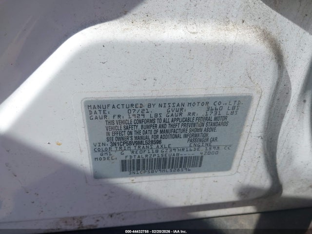 Aukcja sprzedaży 2021 Nissan Kicks S Xtronic Cvt, vin: 3N1CP5BV9ML528596, numer aukcji: 44432758