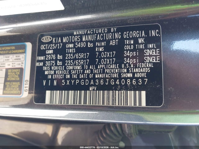 2018 KIA SORENTO 5XYPGDA36JG408637 Photo 8