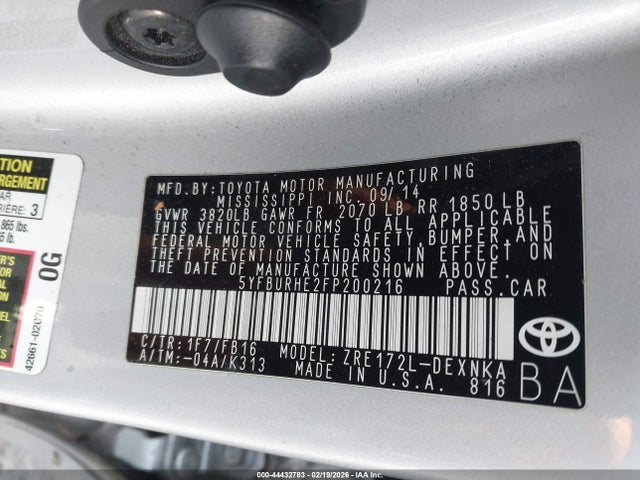 Toyota Corolla Le Plus 2015 5YFBURHE2FP200216 Image 9
