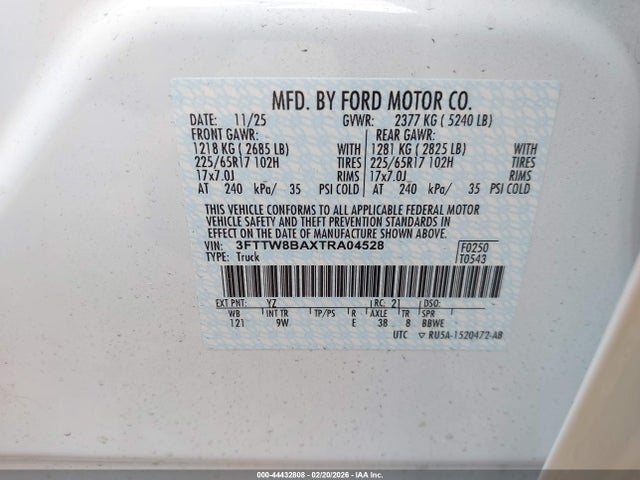 Продаж на аукціоні авто 2026 Ford Maverick Xl, vin: 3FTTW8BAXTRA04528, номер лоту: 44432808