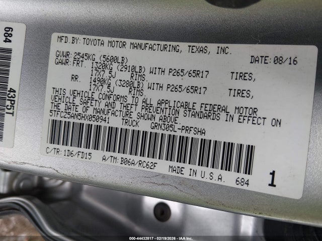 5TFCZ5AN5HX050941 Toyota Tacoma Trd Sport