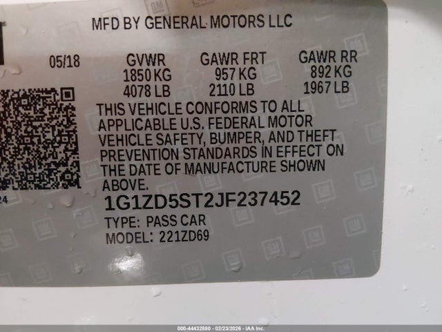 Chevrolet MALIBU LT 2018 1G1ZD5ST2JF237452 Image 9
