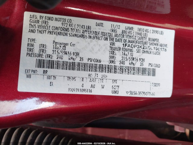2013 FORD FOCUS 1FADP3K2XDL196178 Photo 8
