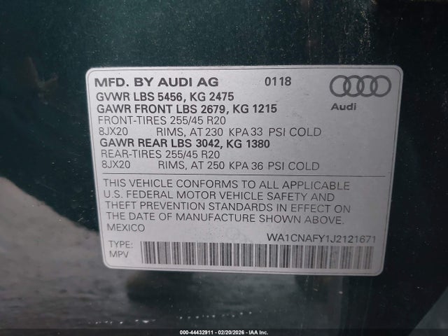 2018 AUDI Q5 WA1CNAFY1J2121671 Photo 8