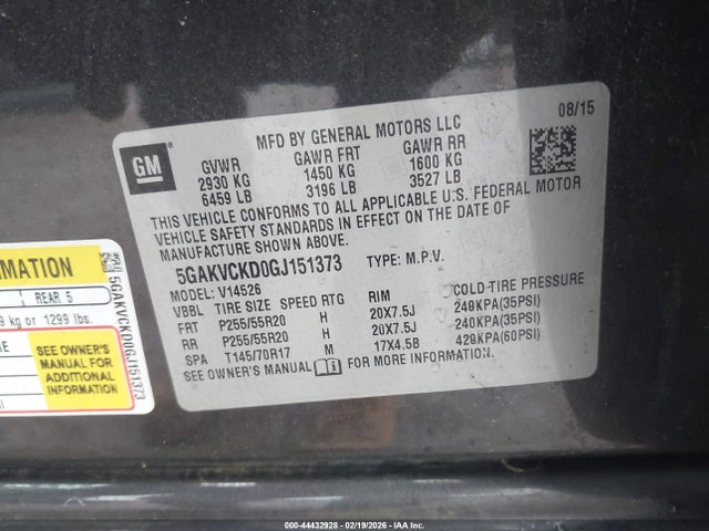 5GAKVCKD0GJ151373 Buick Enclave