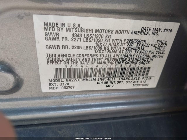 2014 MITSUBISHI OUTLANDER SPORT 4A4AP3AU7EE030327 Photo 8