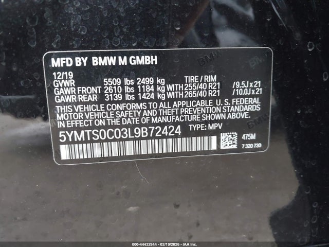 2020 BMW X3 M 5YMTS0C03L9B72424 Photo 8