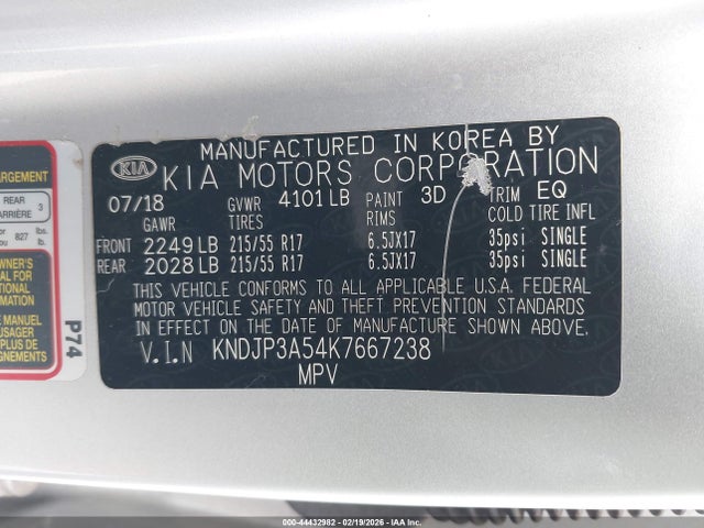 KIA SOUL + 2019 KNDJP3A54K7667238 Image 9