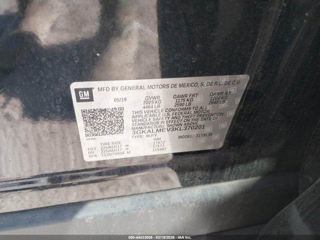 44433008 :رقم المزاد ، 3GKALMEV3KL370201 vin ، 2019 Gmc Terrain Sle مزاد بيع