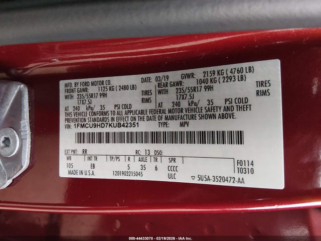 2019 FORD ESCAPE 1FMCU9HD7KUB42351 Photo 8