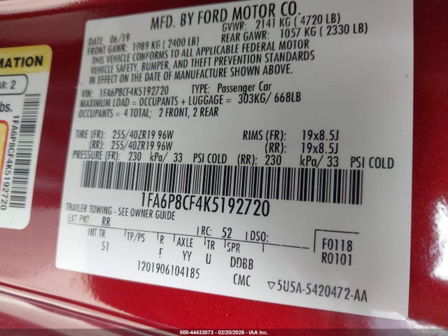 Ford Mustang Gt Premium 2019 1FA6P8CF4K5192720 Image 9