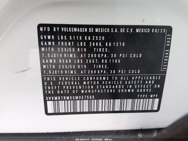 2025 VOLKSWAGEN TIGUAN 3VVMR7RM5SM057589 Photo 8
