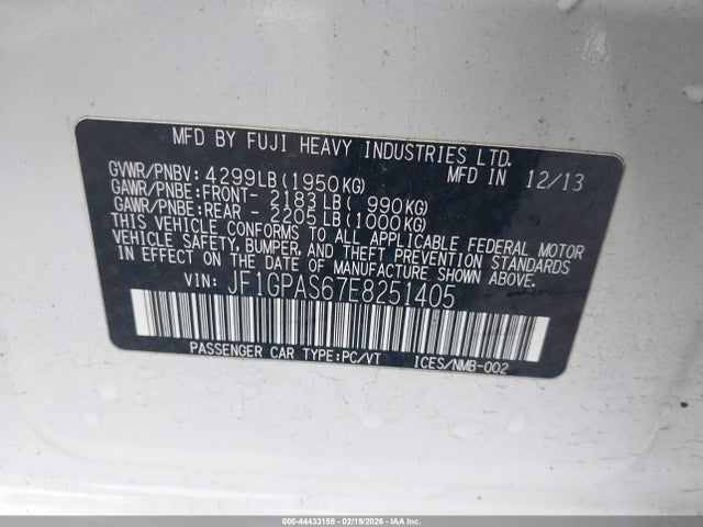 JF1GPAS67E8251405 Subaru Impreza 2.0i Sport Limited