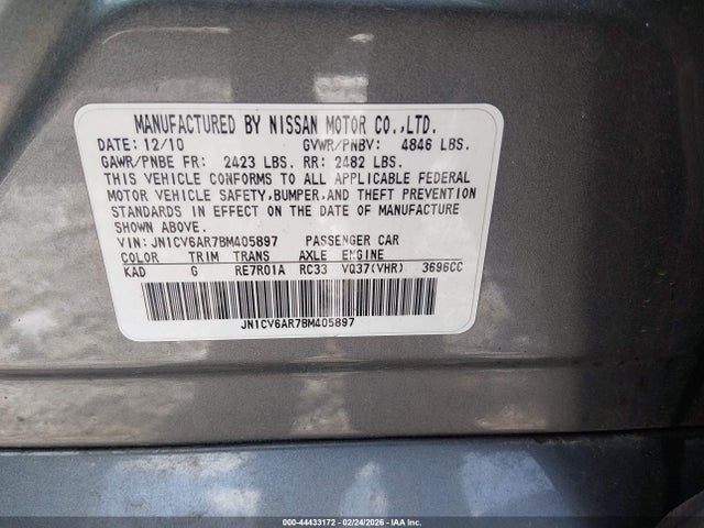 Aukcja sprzedaży 2011 Infiniti G37x, vin: JN1CV6AR7BM405897, numer aukcji: 44433172