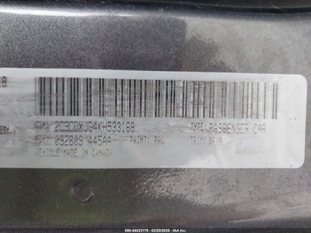 2C3CDXJG4KH533168 Dodge Charger Sxt Awd