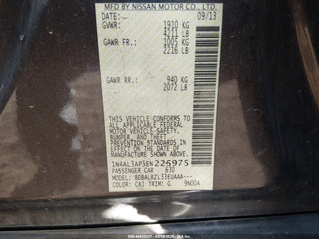 Nissan Altima 2.5 S 2014 1N4AL3AP5EN225975 Image 9