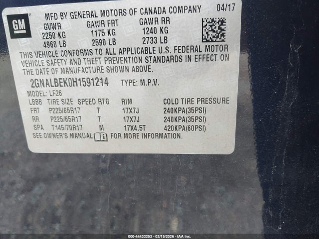 2GNALBEK0H1591214 Chevrolet EQUINOX LS