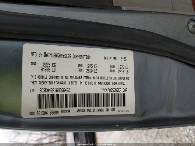 2006 CHRYSLER 300 2C3KA43R16H366422 Photo 8