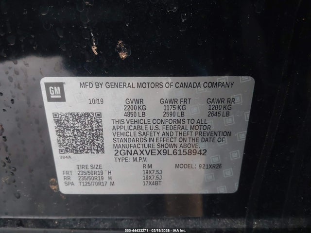 2GNAXVEX9L6158942 Chevrolet Equinox Awd Lt 2.0l Turbo