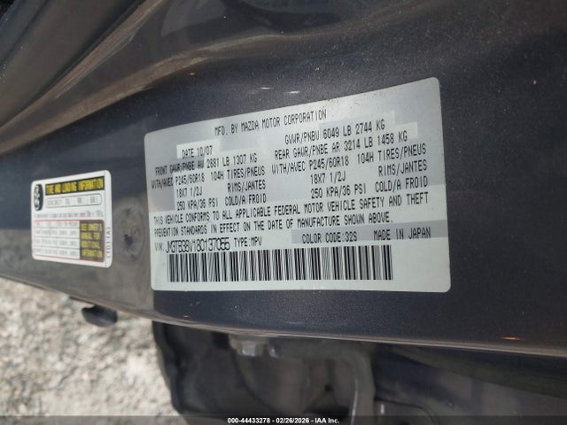 2008 Mazda Cx-9 Sport მანქანა იყიდება აუქციონზე, vin: JM3TB38V180137055, აუქციონის ნომერი: 44433278