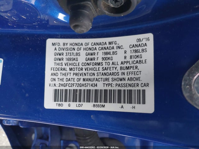 Honda CIVIC EX 2016 2HGFC2F72GH571434 Image 9