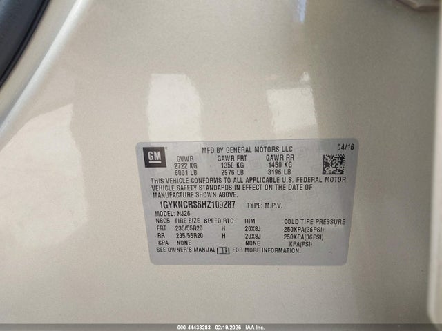 2017 CADILLAC XT5 1GYKNCRS6HZ109287 Photo 8