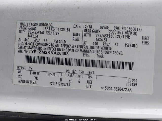 2019 FORD TRANSIT-150 1FTYE1ZM2KKA26493 Photo 8