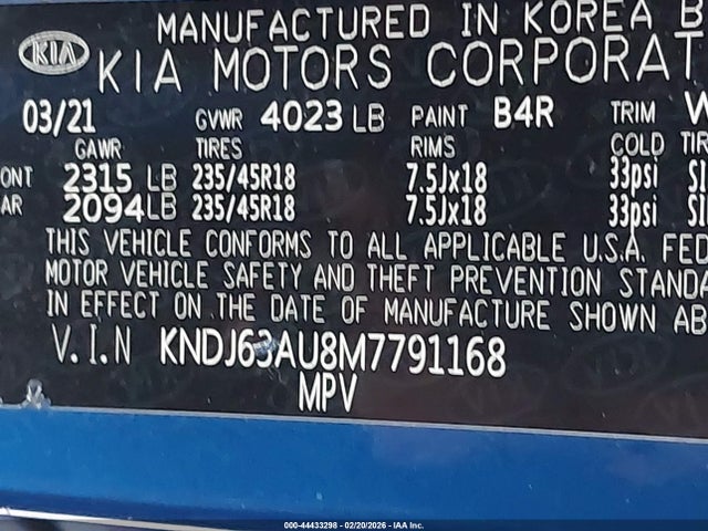 2021 KIA SOUL KNDJ63AU8M7791168 Photo 8