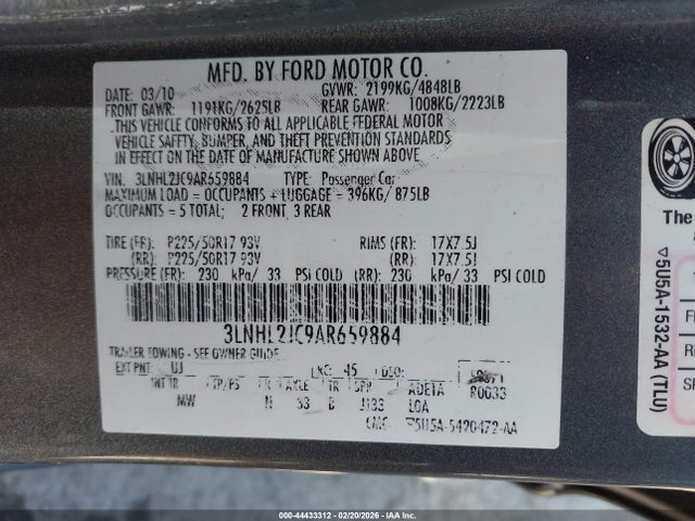 2010 LINCOLN MKZ 3LNHL2JC9AR659884 Photo 8