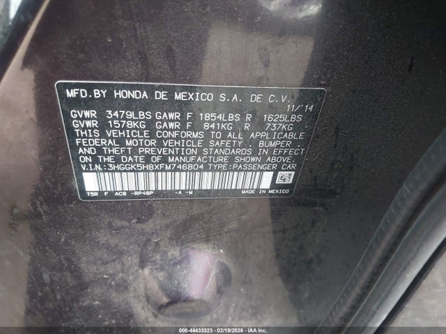 3HGGK5H8XFM746804 Honda Fit Ex/ex-l
