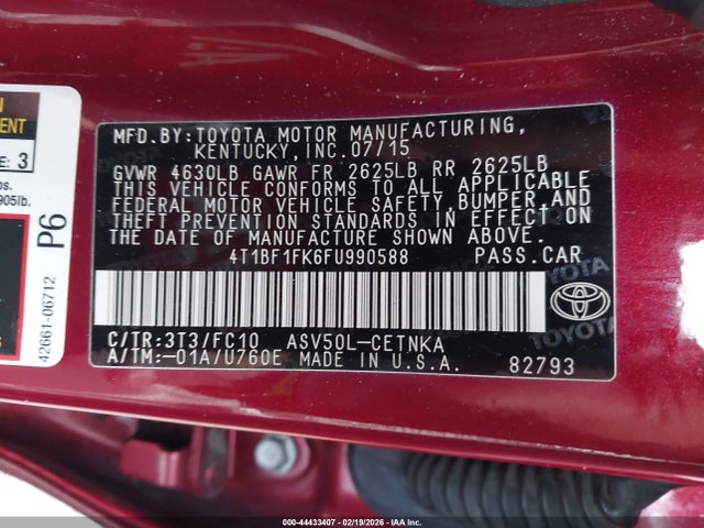 Toyota CAMRY LE 2015 4T1BF1FK6FU990588 Image 9