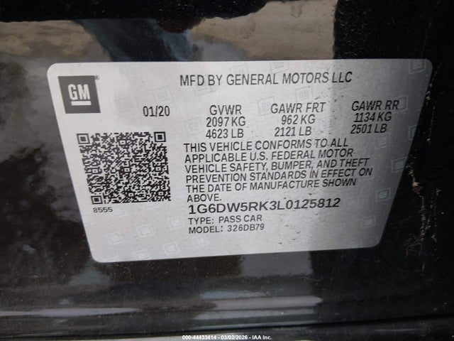 Aukcja sprzedaży 2020 Cadillac Ct5 Luxury, vin: 1G6DW5RK3L0125812, numer aukcji: 44433414