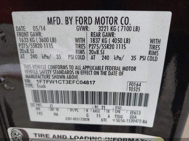 1FTFW1CT3EFC04817 Ford F-150 Lariat