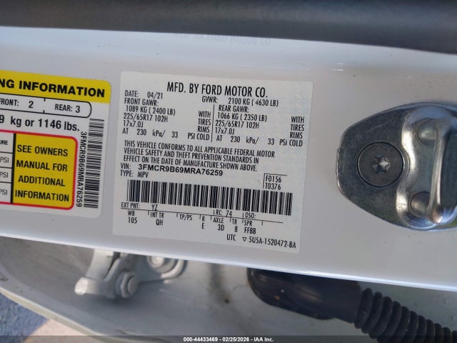 Ford Bronco Sport Big Bend 2021 3FMCR9B69MRA76259 Image 9