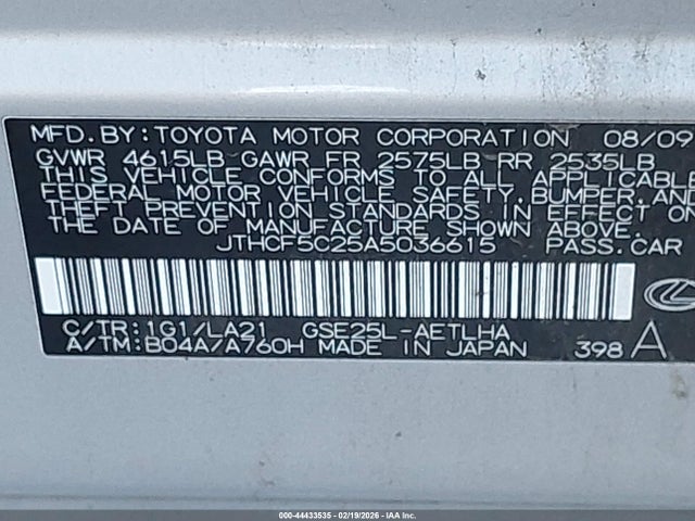 2010 LEXUS IS 250 JTHCF5C25A5036615 Photo 8