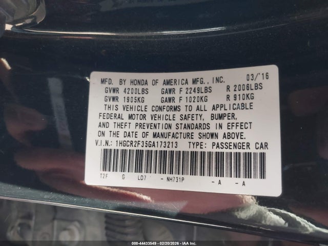 1HGCR2F35GA173213 Honda ACCORD LX