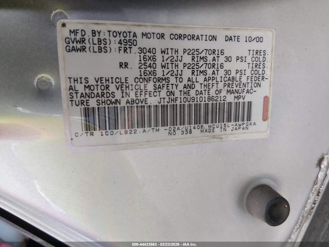 Aukcja sprzedaży 2001 Lexus Rx 300, vin: JTJHF10U910186212, numer aukcji: 44433563