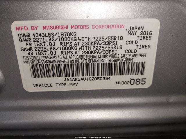 2016 MITSUBISHI OUTLANDER SPORT JA4AR3AU1GZ050354 Photo 8