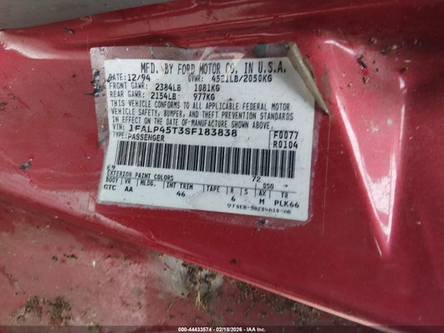 1995 FORD MUSTANG 1FALP45T3SF183838 Photo 8