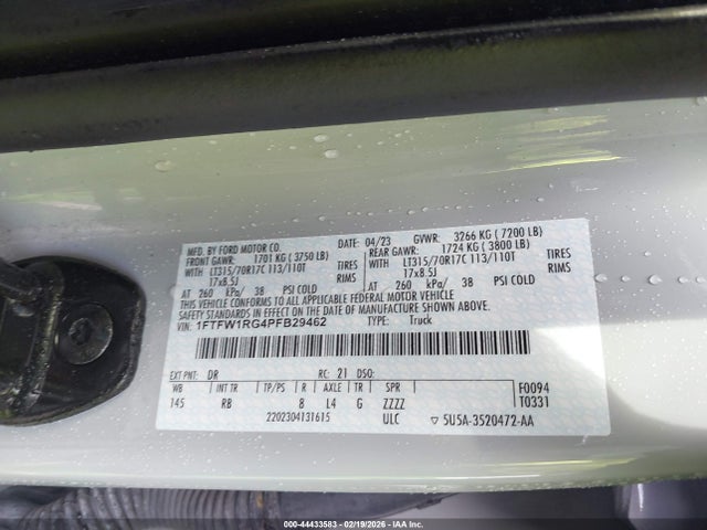 1FTFW1RG4PFB29462 Ford F-150 Raptor