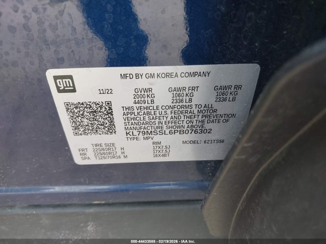 KL79MSSL6PB076302 Chevrolet Trailblazer Awd Activ