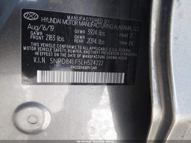 5NPD84LF5LH524222 Hyundai Elantra Limited