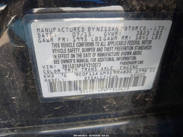 Nissan SENTRA S 2015 3N1AB7AP4FY310673 Image 9