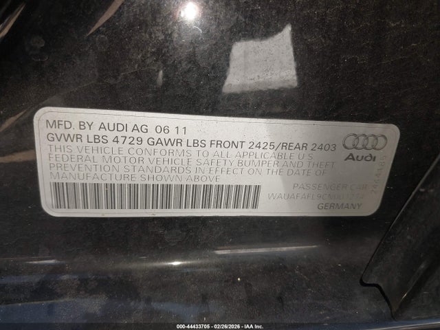 2012 AUDI A4 WAUAFAFL9CN001274 Photo 8